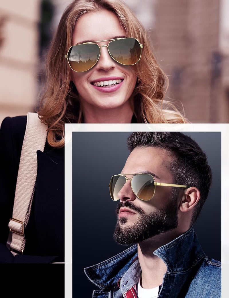 LUENX Aviator Sunglasses for Men Women Polarized New Shades Large Metal Frame - UV 400 Protection - Image 2